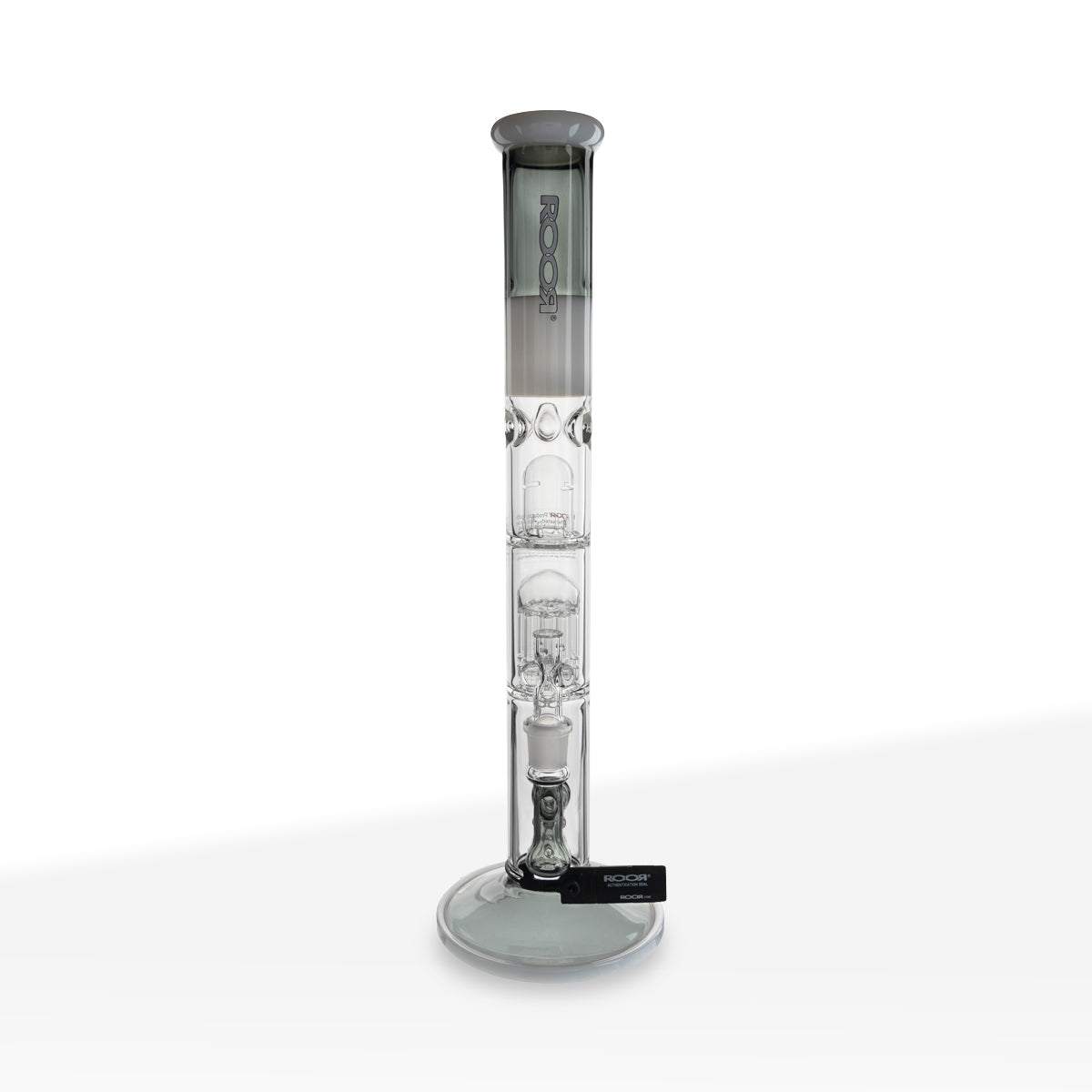 RooR® | TECH 10-Arm Tree Straight Water Pipe | 18" - 19mm - Grey/White & White/Black  Biohazard Inc   