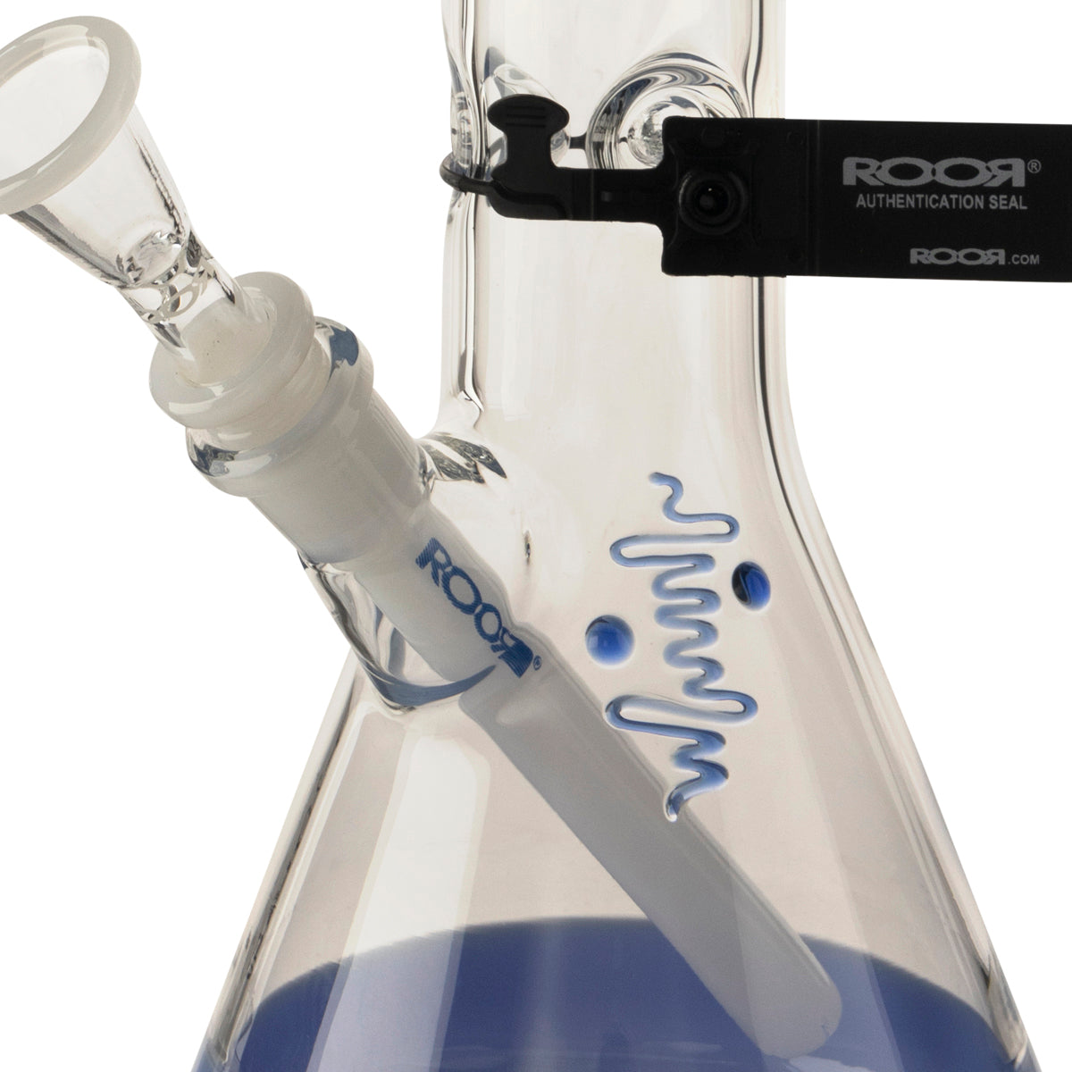RooR® | Color Beaker w/ Gridded Downstem | 18" - 14mm - Milk Blue Biohazard Inc