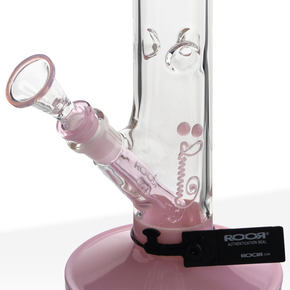 RooR® | Colored Straight with Gridded Downstem | 18" - 14mm - Pink Biohazard Inc