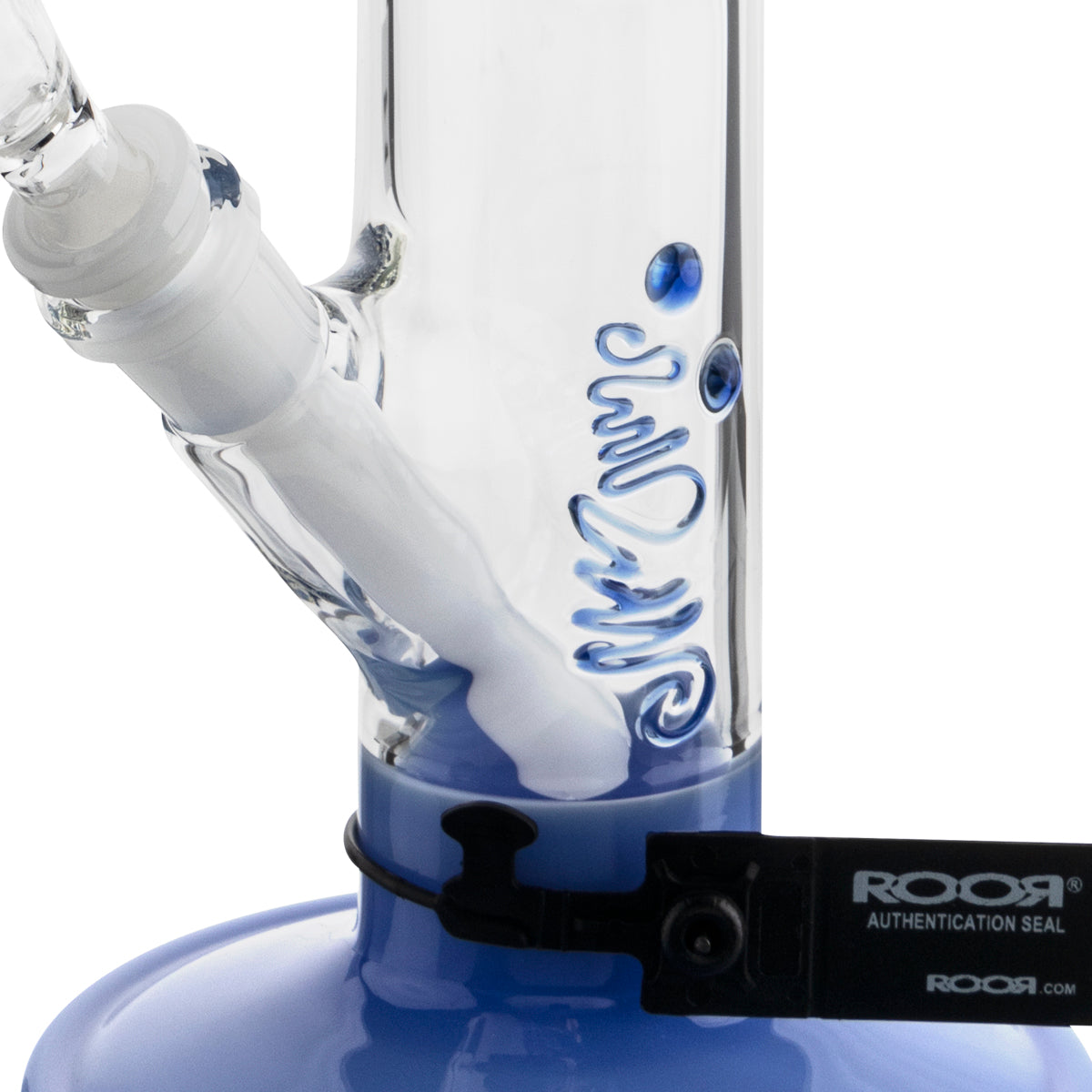 RooR® | Colored Straight w/ Gridded Downstem | 18" - 14mm - Milk Blue Biohazard Inc