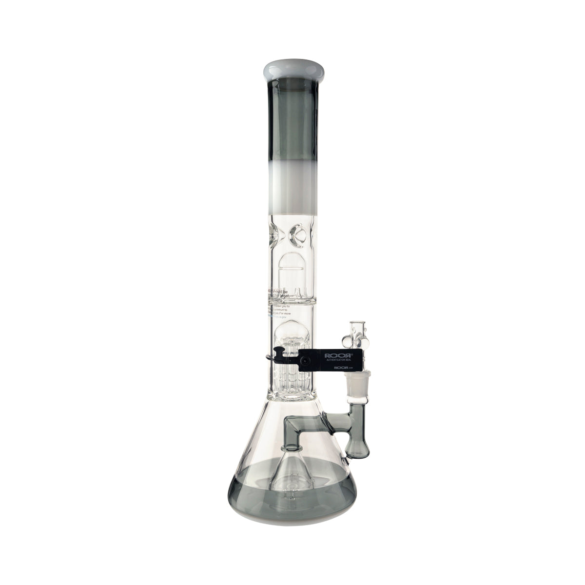 RooR® | TECH 10-Arm Tree Percolator Beaker Water Pipe | 18" - 14mm - Grey/White w/ White/Black Biohazard Inc