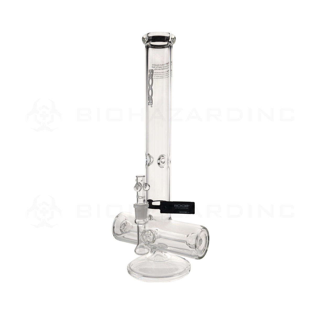 RooR® | TECH Inline Tree Straight Water Pipe | 18" - 19mm - White/Black Glass Bong Roor   
