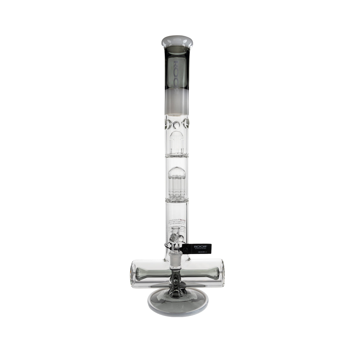 RooR® | TECH Inline Tree Perc Straight Water Pipe | 18" - 19mm - Grey/White White/Black Biohazard Inc