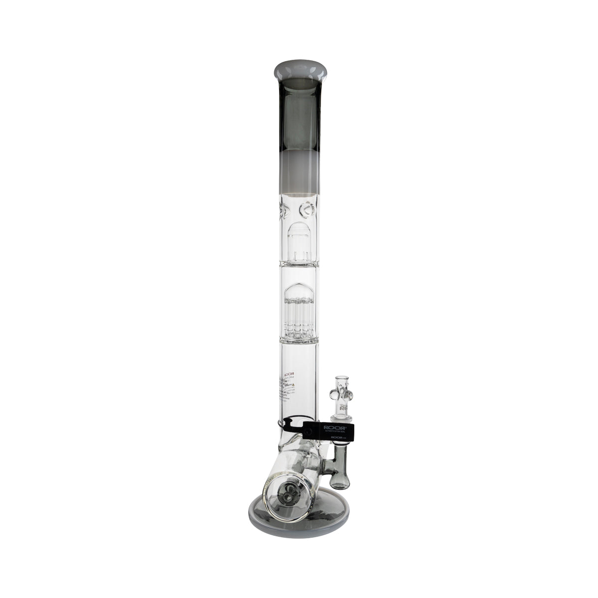 RooR® | TECH Inline Tree Perc Straight Water Pipe | 18" - 19mm - Grey/White White/Black Biohazard Inc