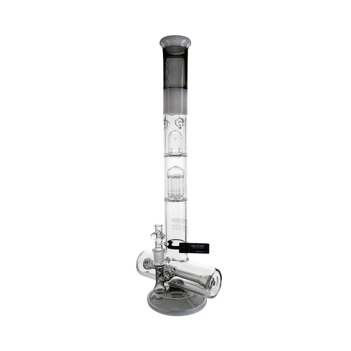 RooR® | TECH Inline Tree Perc Straight Water Pipe | 18" - 19mm - Grey/White White/Black Biohazard Inc
