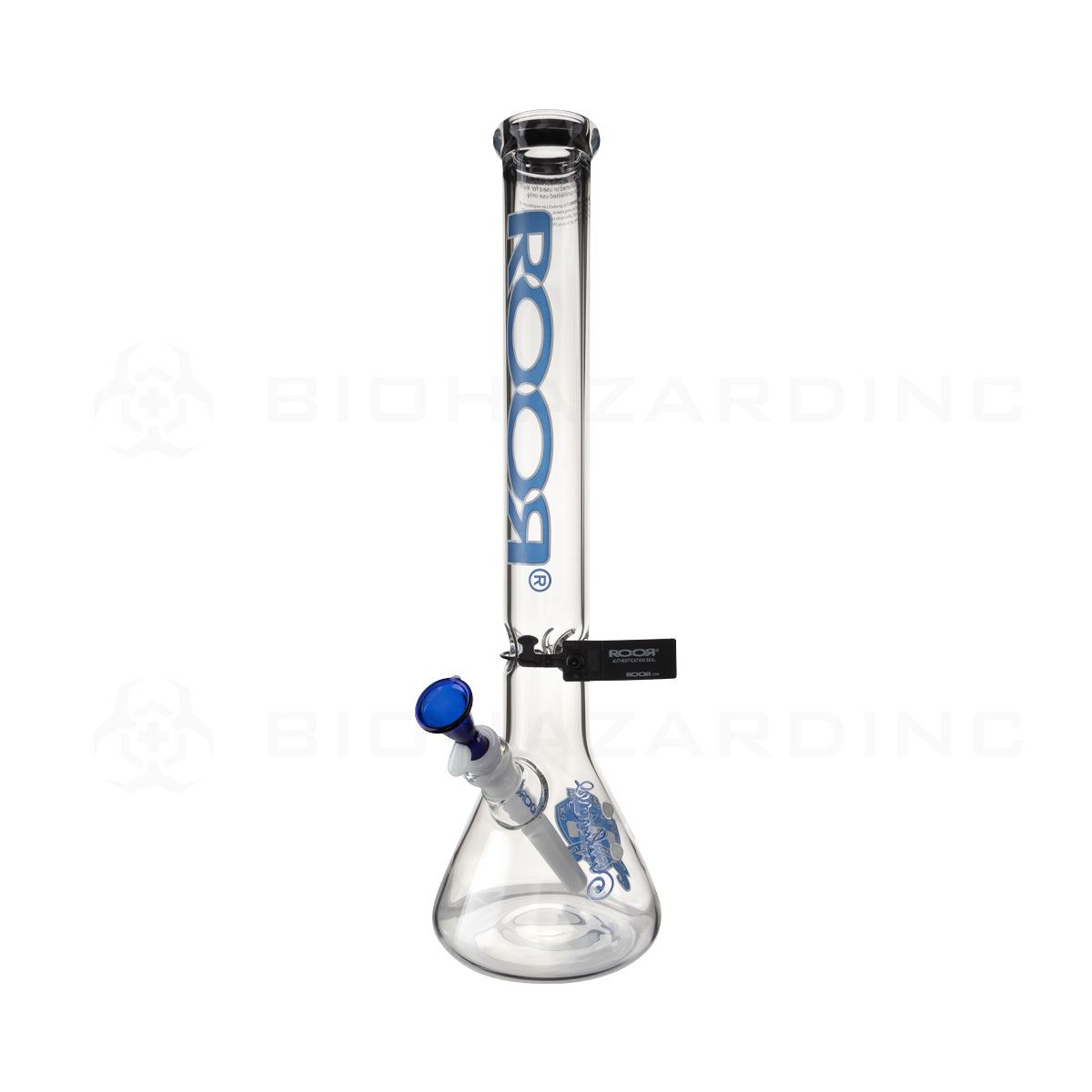 Roor® | Intro Collector Series Beaker Water Pipe w/ Free Item | 18" - 19mm - Various Colors Glass Bong Roor Blue & White  