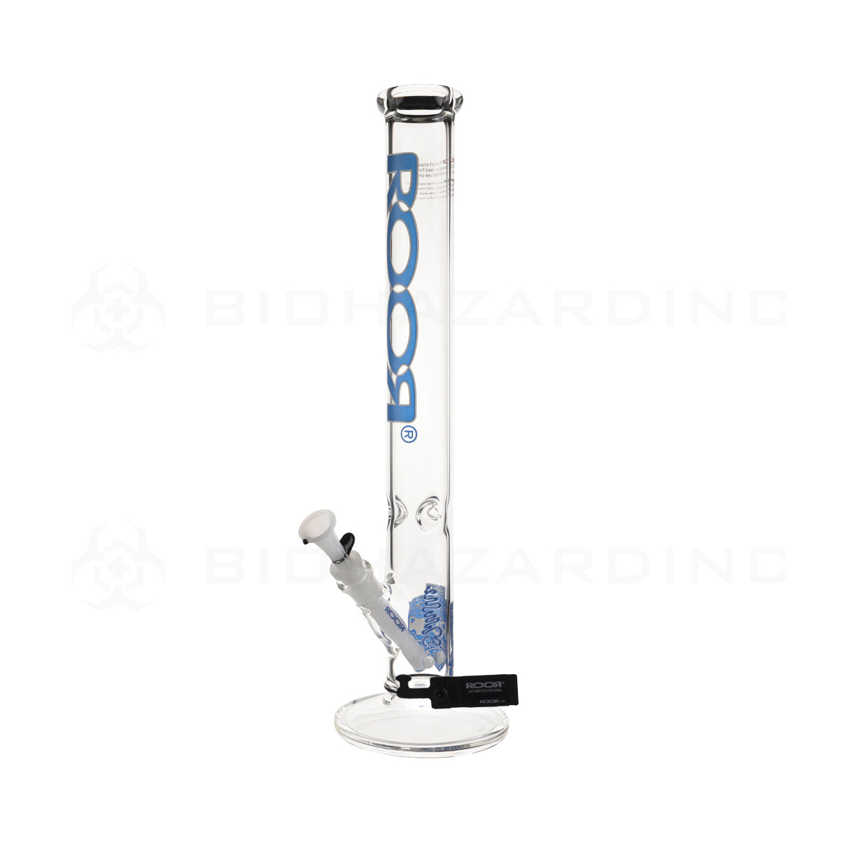 Roor® | Intro Collector Series Straight Water Pipe w/ Free Item | 18" - 14mm - Various Colors Glass Bong Roor Blue & White