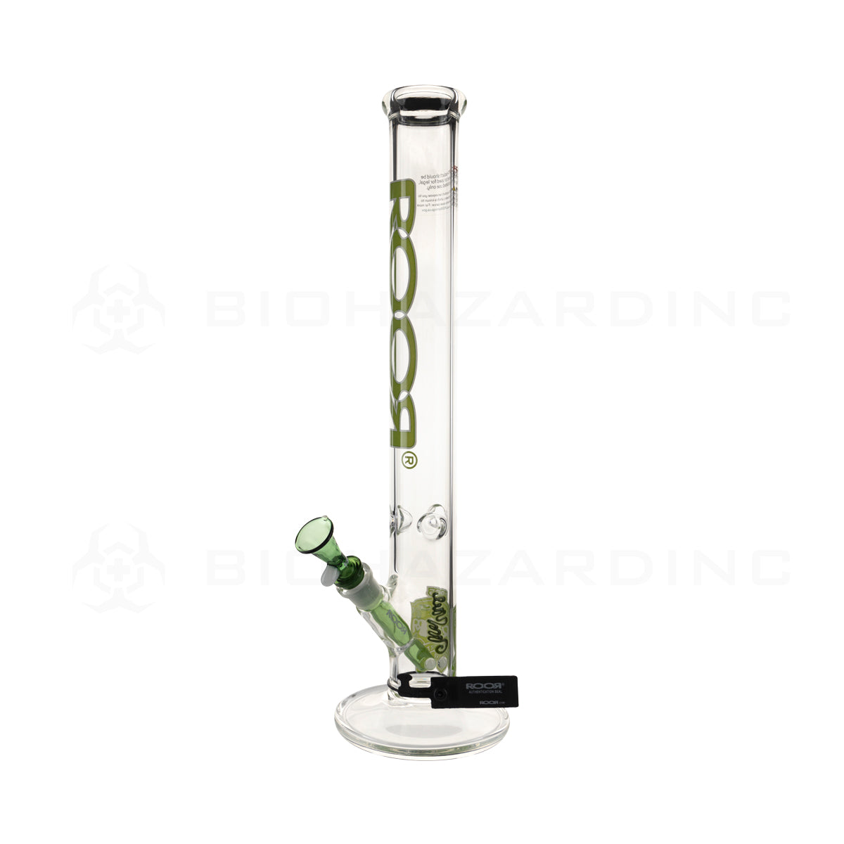 Roor® | Intro Collector Series Straight Water Pipe w/ Free Item | 18" - 14mm - Various Colors Glass Bong Roor Green & White