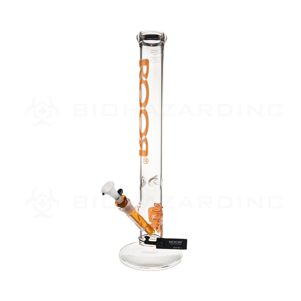 Roor® | Intro Collector Series Straight Water Pipe w/ Free Item | 18" - 14mm - Various Colors Glass Bong Roor White & Orange