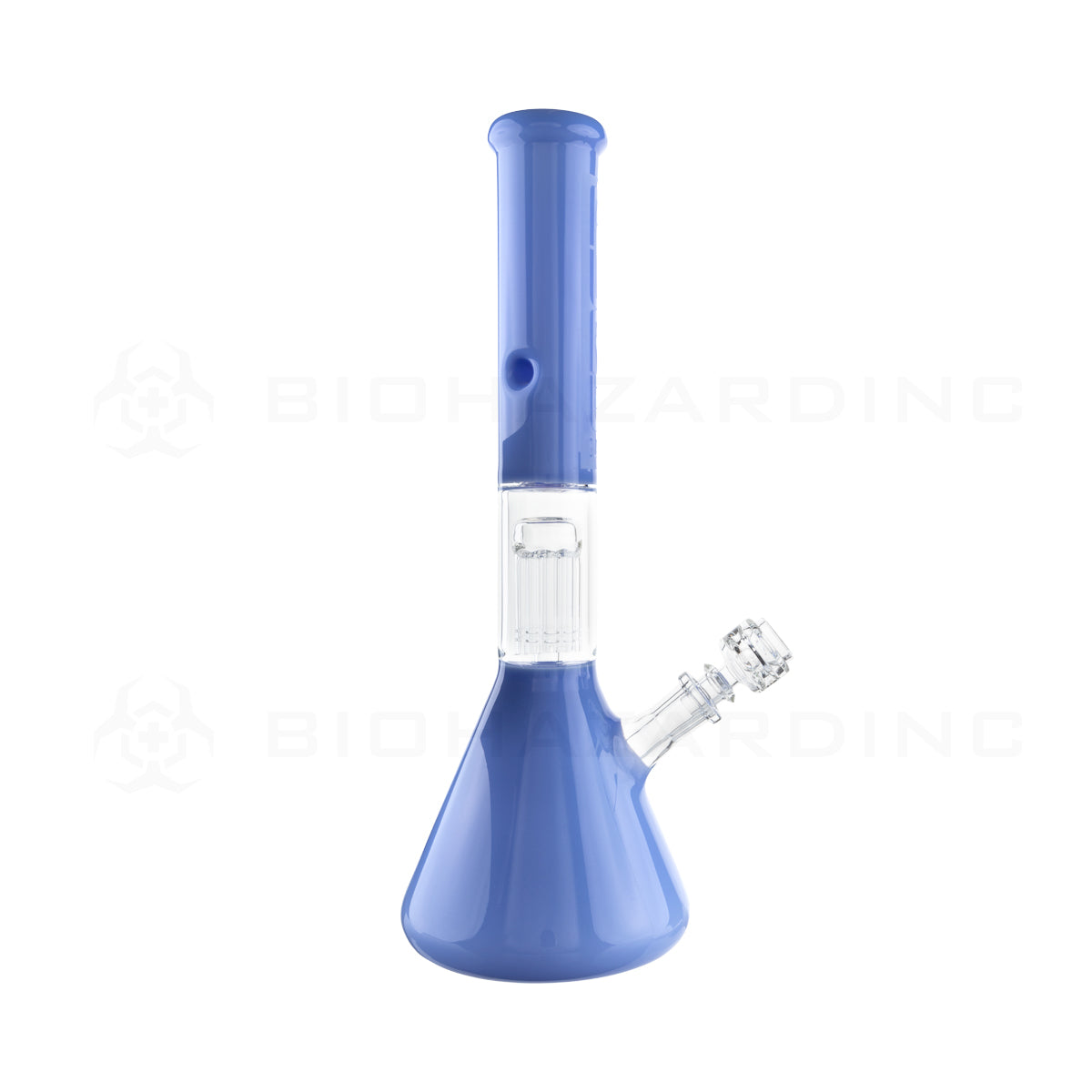 Pure Glass | 10-Arm Tree Perc + Splash Guard Beaker Water Pipe | 16" - 14mm - Periwinkle Glass Bong Pure Glass