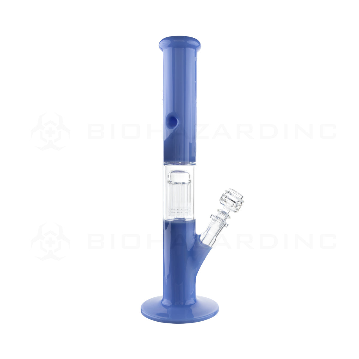 Pure Glass | 10-Arm Tree Perc + Splash Guard Straight Water Pipe | 16" - 14mm - Periwinkle Glass Bong Pure Glass