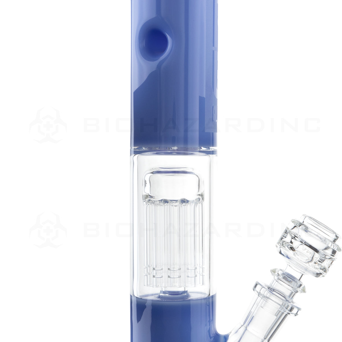 Pure Glass | 10-Arm Tree Perc + Splash Guard Straight Water Pipe | 16" - 14mm - Periwinkle Glass Bong Pure Glass