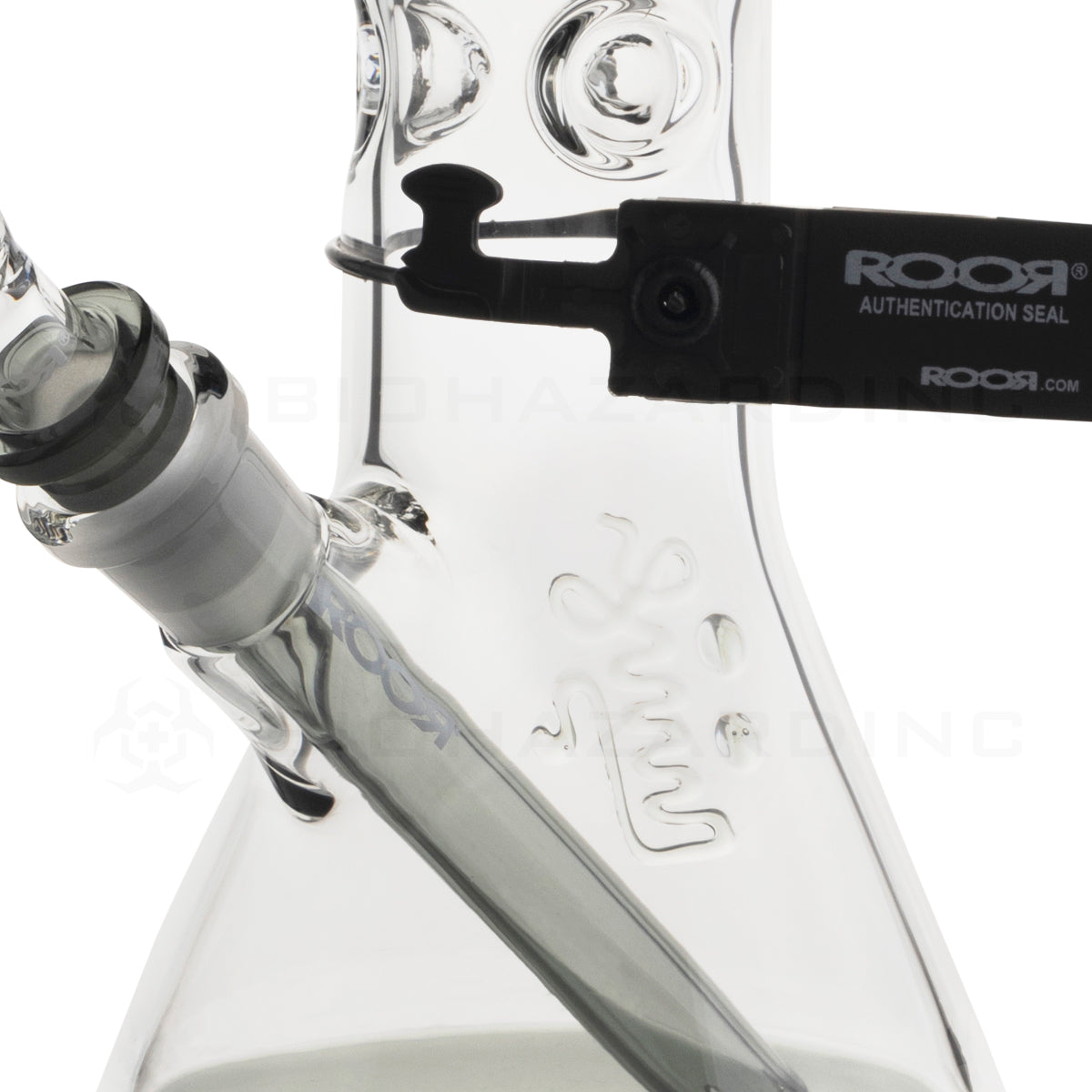 RooR® | Colored Beaker w/ Gridded Downstem | 14" - 14mm - Transparent Black Glass Bong Roor   