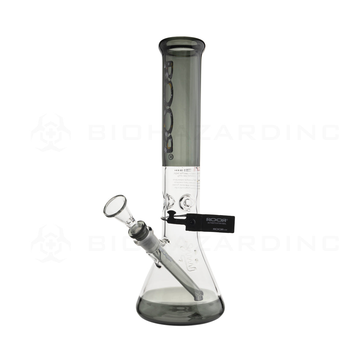 RooR® | Colored Beaker w/ Gridded Downstem | 14" - 14mm - Transparent Black Glass Bong Roor