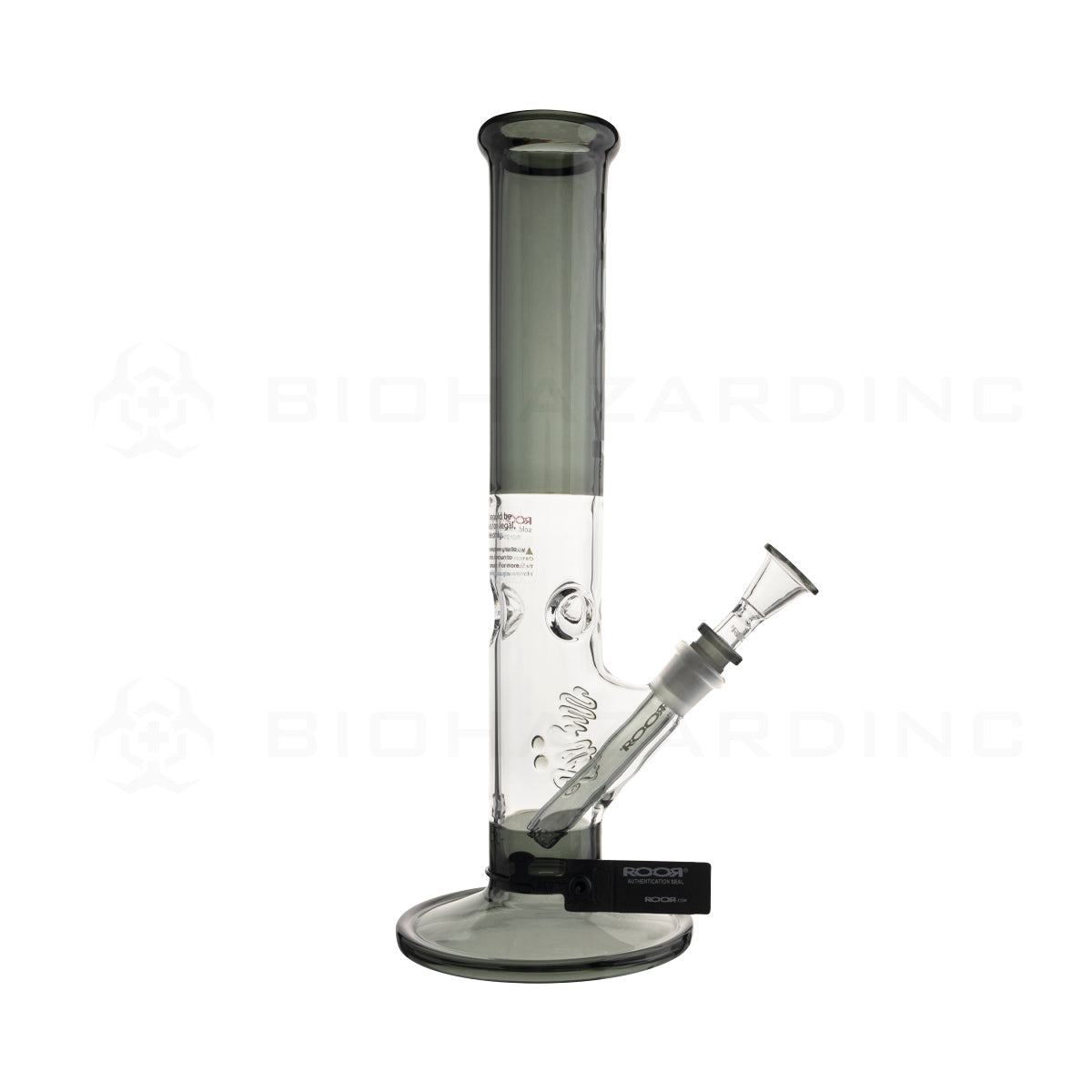 RooR® | Colored Straight w/ Gridded Downstem | 14" - 14mm - Smoke Black Glass Bong Roor