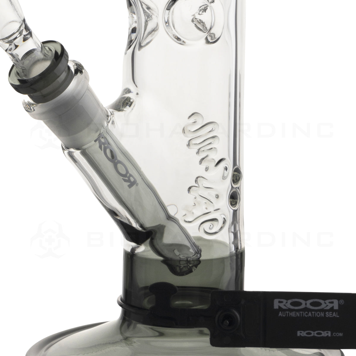 RooR® | Colored Straight w/ Gridded Downstem | 14" - 14mm - Smoke Black Glass Bong Roor