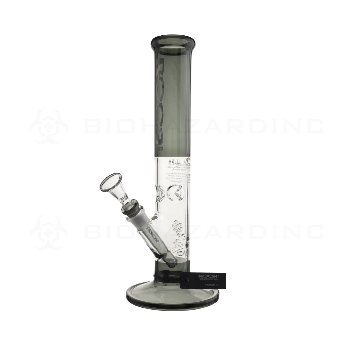 RooR® | Colored Straight w/ Gridded Downstem | 14" - 14mm - Smoke Black Glass Bong Roor