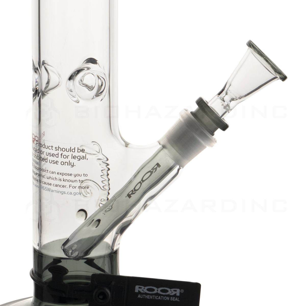 RooR® | Colored Straight w/ Gridded Downstem | 18" - 14mm - Transparent Black Glass Bong Roor