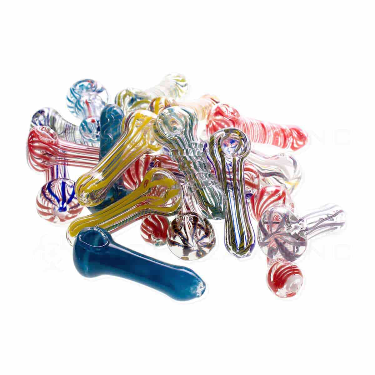 Hand Pipe | Candy Swirl Glass | 3.5" - Glass - 10 Count Glass Hand Pipe Biohazard Inc