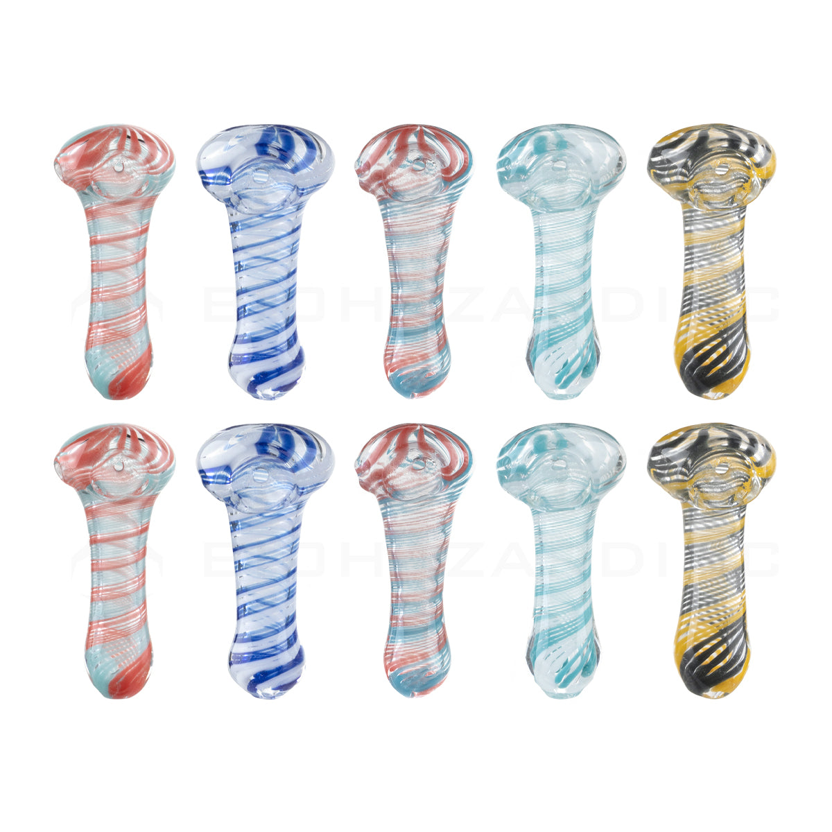 Hand Pipe | Candy Cane Hand Pipe | 3"- Glass - 10 Count Glass Hand Pipe Biohazard Inc