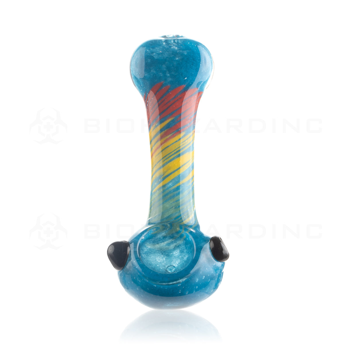 Hand Pipe | Classic Glass Spoon Fritted Hand Pipe w/ Rasta Stripe | 4" - Glass - Assorted Colors Glass Hand Pipe Biohazard Inc   
