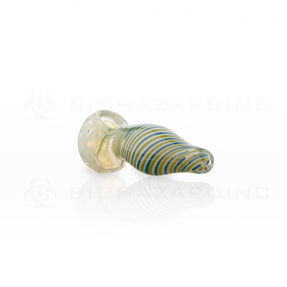 Hand Pipe | Heavy Rod Striped Glass Hand Pipe | 4" - Glass - Assorted Colors  Biohazard Inc   