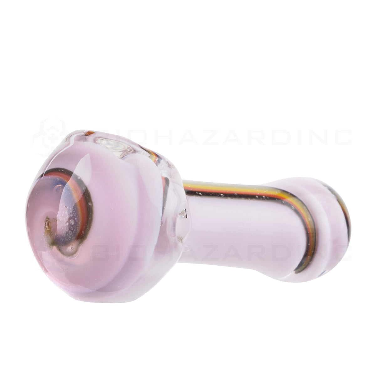 Hand Pipe | Pink Slyme Hand Pipe w/ Rasta Lines | 3.5" - Glass - 3 Pack Glass Hand Pipe Biohazard Inc