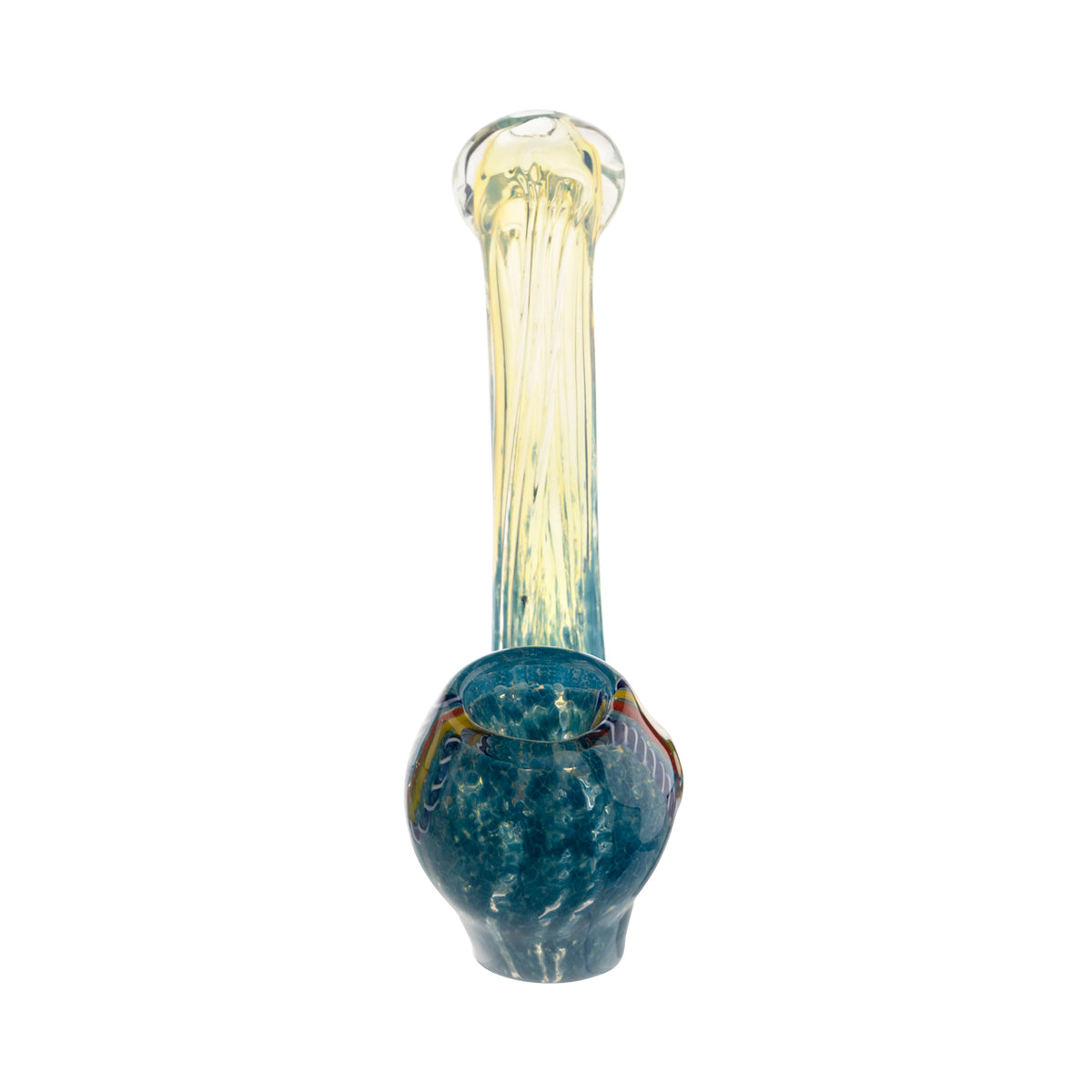 Hand Pipe | Frit Sherlock w/ Rasta Stripe Detailing | 5" | Glass | Various Colors Glass Hand Pipe Biohazard Inc   