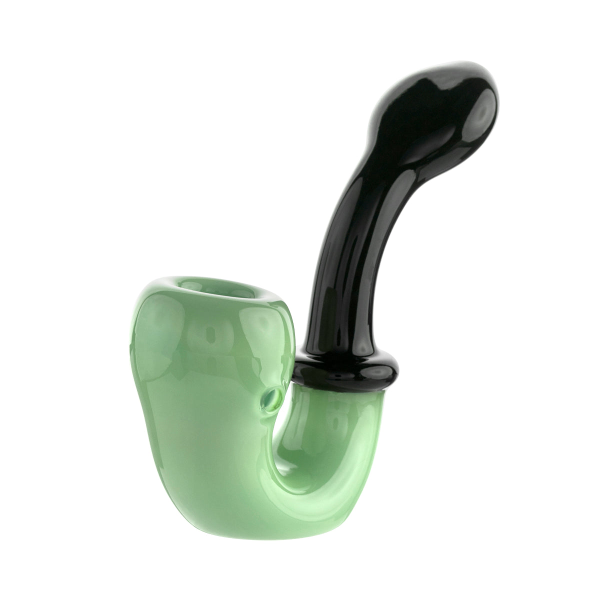 Sherlock Hand Pipe | Two-Tone | 4.5" - Glass - Various Colors Sherlock Hand Pipe Biohazard Inc Green  