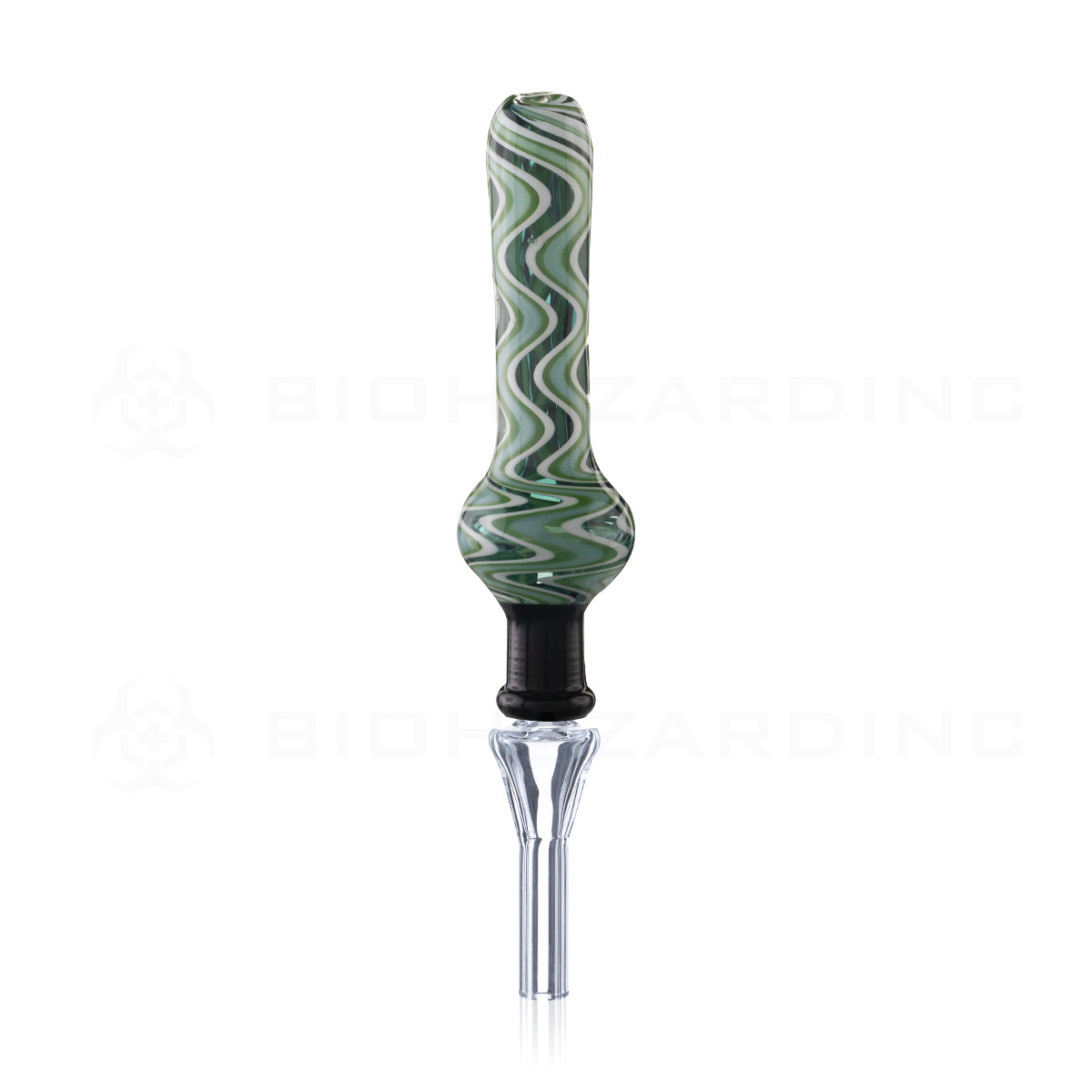 Nectar Collector | Pocket Glass Hand Straw w/ Quartz Tip | 4" - 10mm - Various Colors Nectar Collector Biohazard Inc Green Mellow Waves  