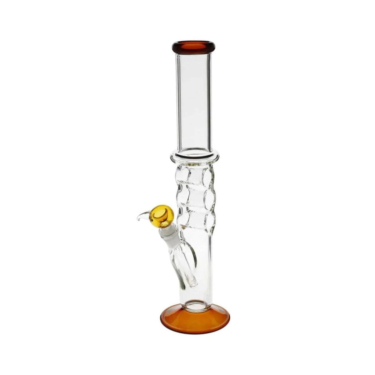 Water Pipe | Knuckler Straight Glass Water Pipe | 18" - 19mm - Various Trim Colors Glass Bong Biohazard Inc Amber  