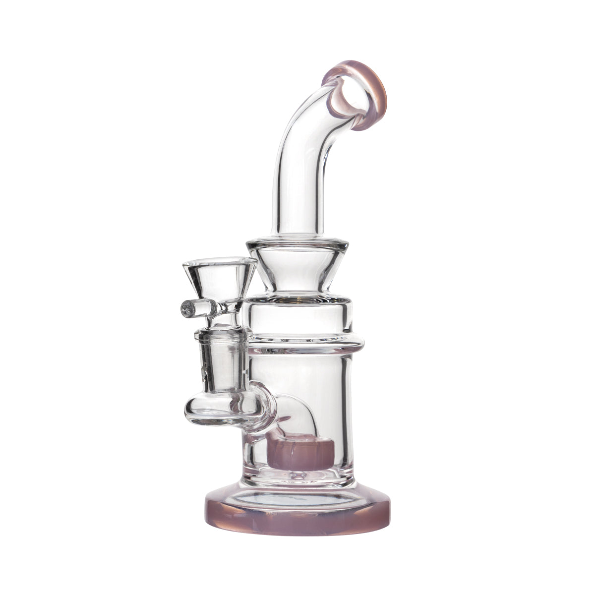 Dab Rig | Showerhead Percolator Stemless Water Pipe | 6.5" - 14mm - Various Colors Glass Bong Biohazard Inc Pink  