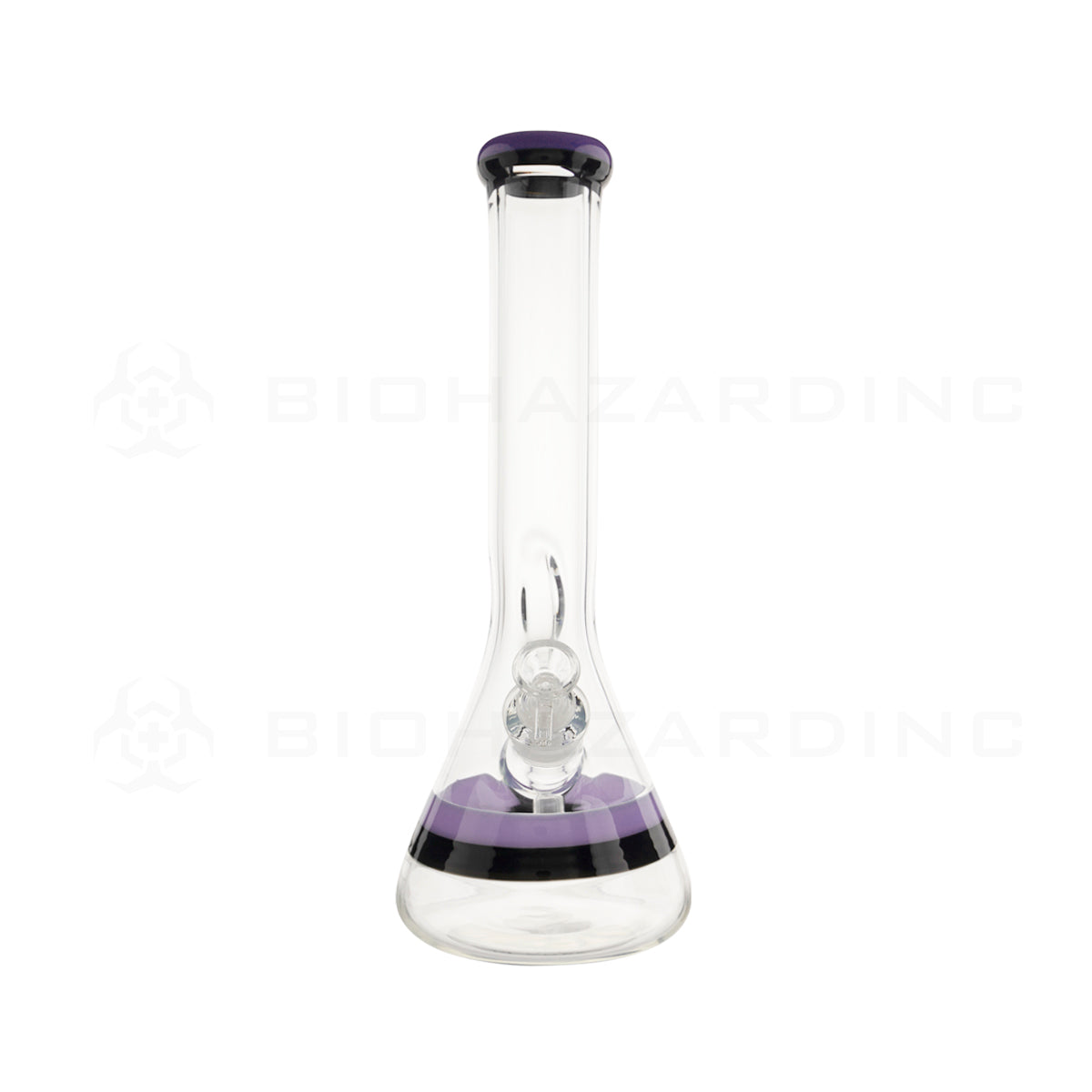 Water Pipe | Classic Beaker Water Pipe w/ Black Stripe | 14" - Glass - Various Colors Glass Bong Biohazard Inc
