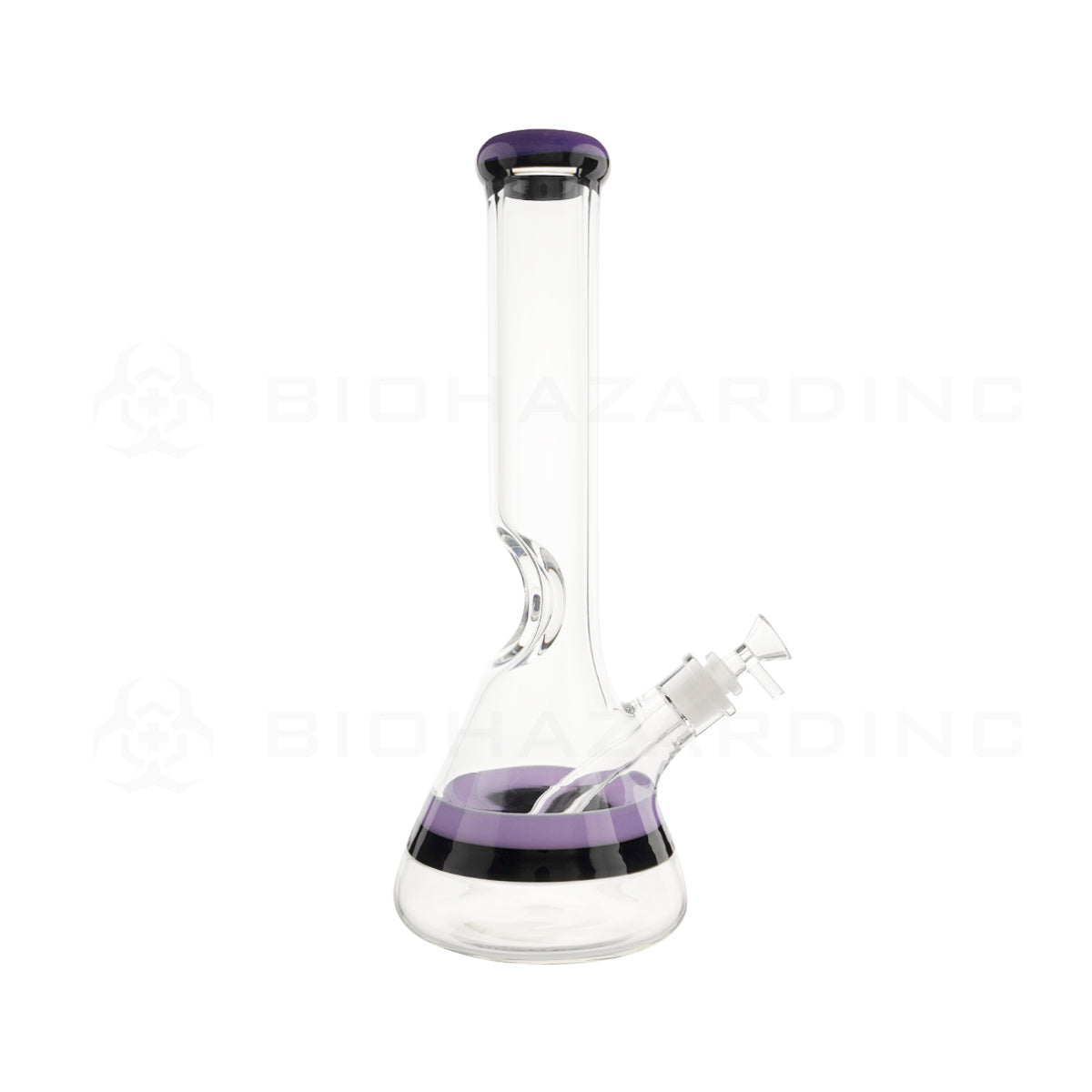Water Pipe | Classic Beaker Water Pipe w/ Black Stripe | 14" - Glass - Various Colors Glass Bong Biohazard Inc
