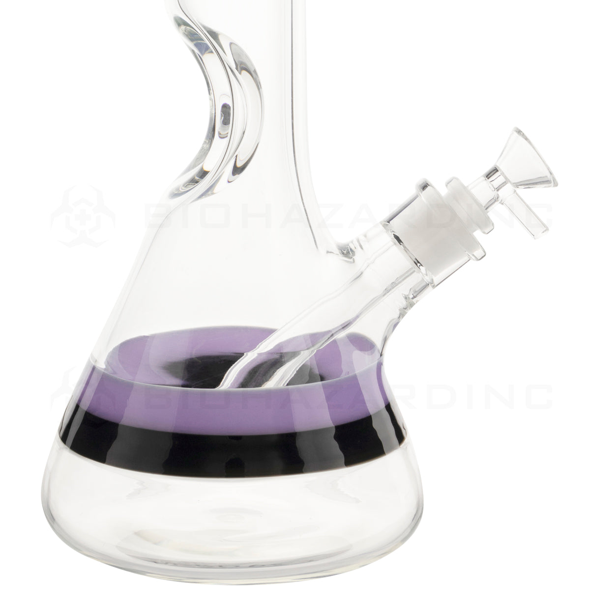 Water Pipe | Classic Beaker Water Pipe w/ Black Stripe | 14" - Glass - Various Colors Glass Bong Biohazard Inc
