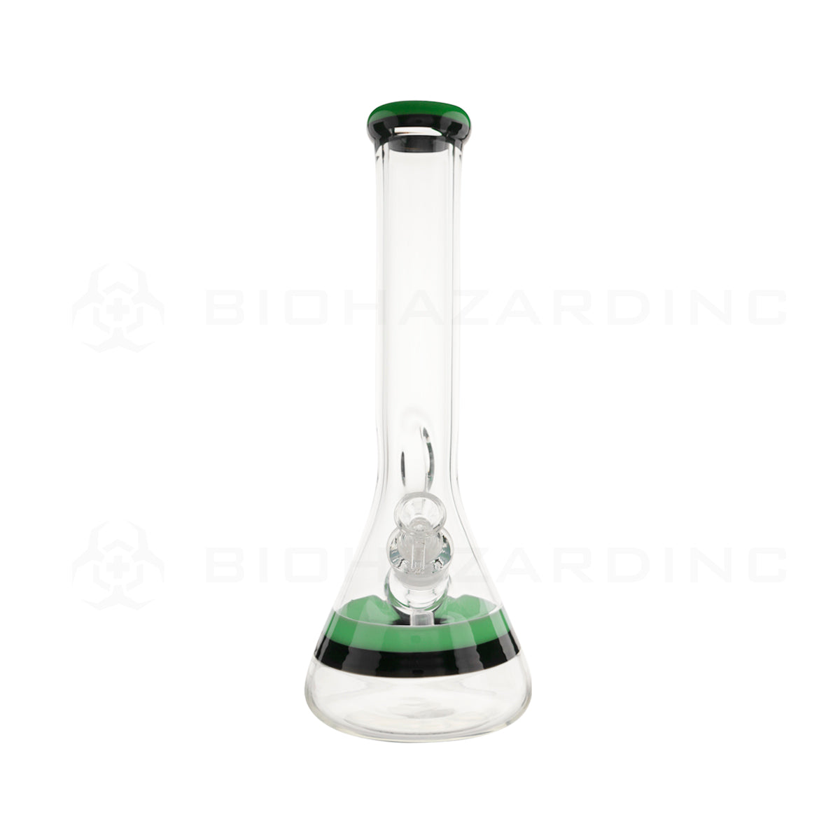 Water Pipe | Classic Beaker Water Pipe w/ Black Stripe | 14" - Glass - Various Colors Glass Bong Biohazard Inc