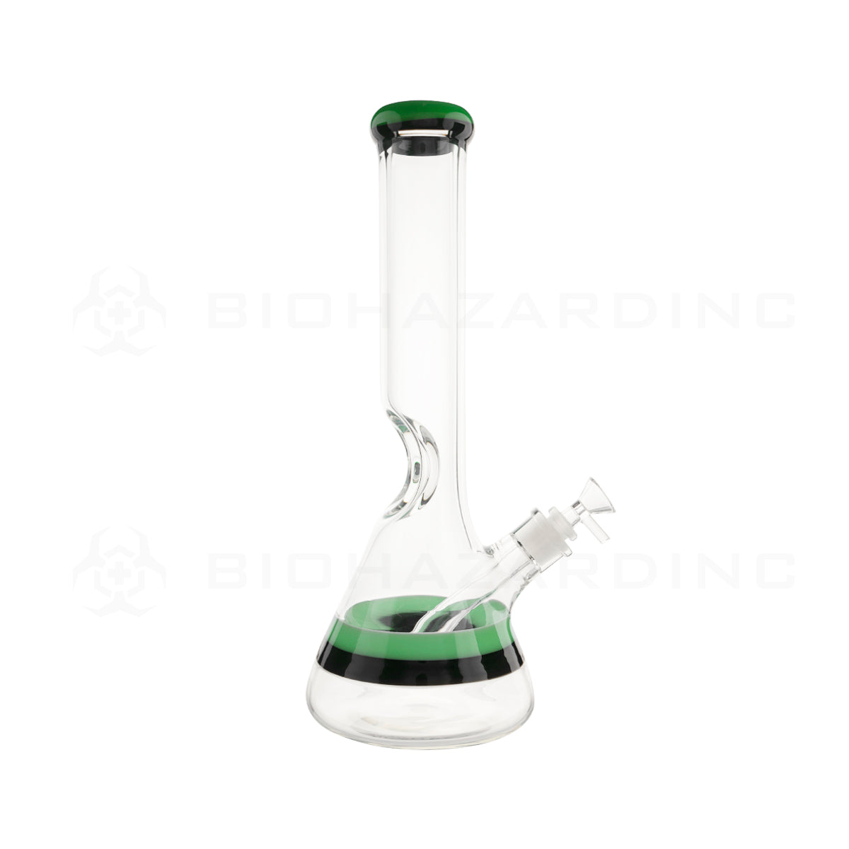 Water Pipe | Classic Beaker Water Pipe w/ Black Stripe | 14" - Glass - Various Colors Glass Bong Biohazard Inc