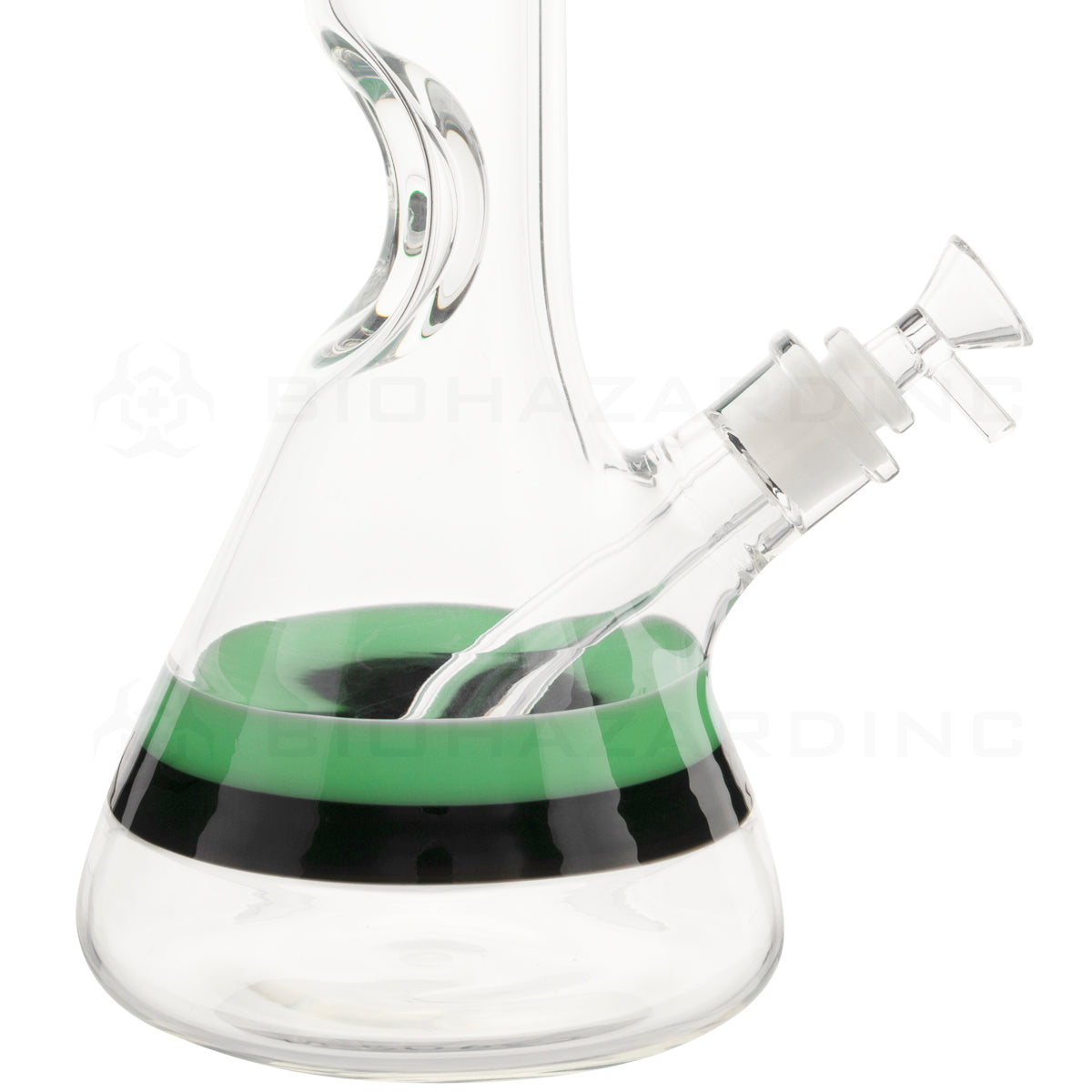 Water Pipe | Classic Beaker Water Pipe w/ Black Stripe | 14" - Glass - Various Colors Glass Bong Biohazard Inc