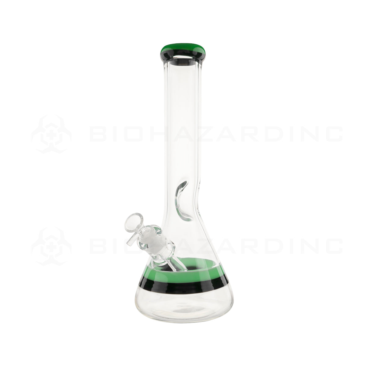 Water Pipe | Classic Beaker Water Pipe w/ Black Stripe | 14" - Glass - Various Colors Glass Bong Biohazard Inc Sea Green