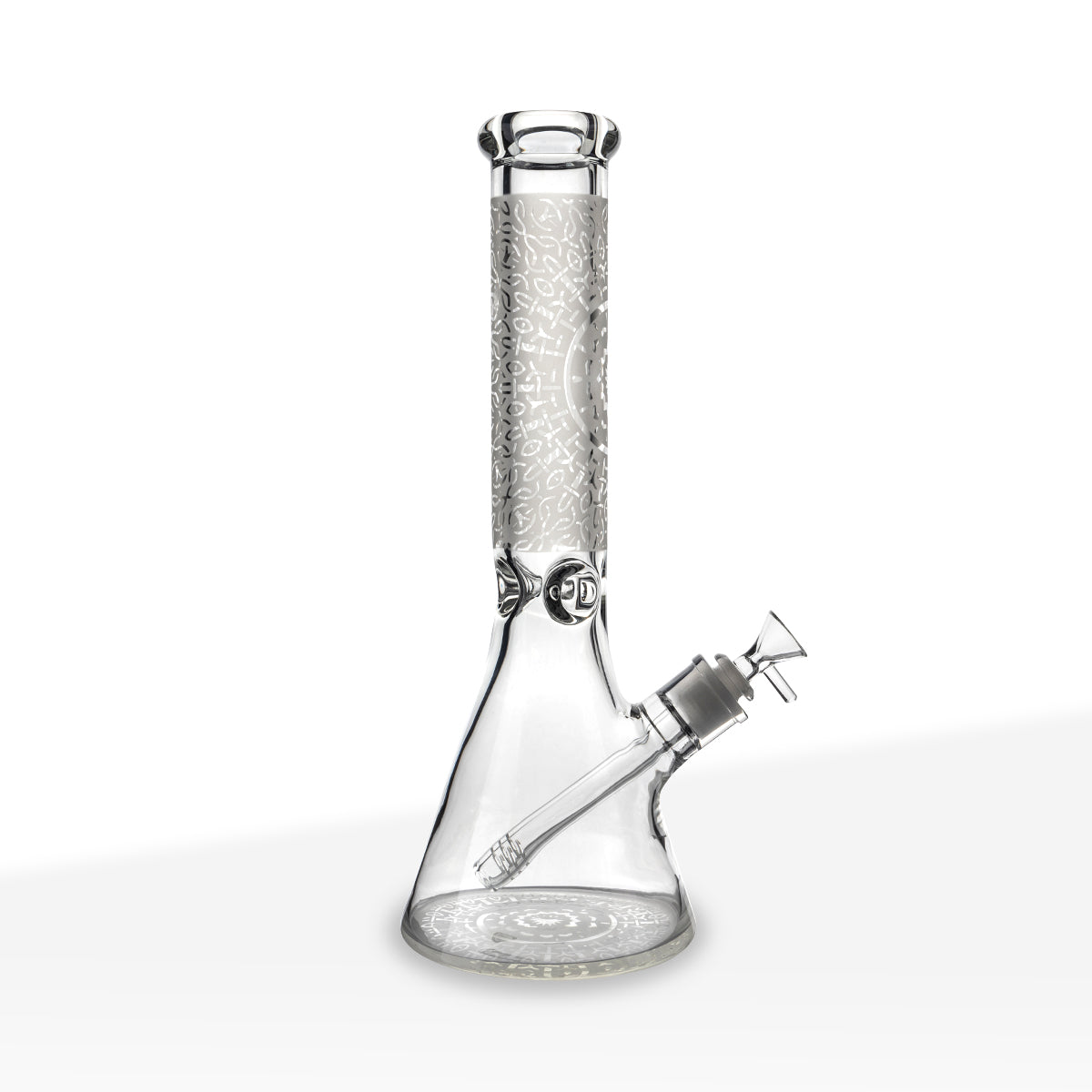 Water Pipe | Mandala Etched Beaker | 14" - Glass - 9MM Glass Bong Biohazard Inc   