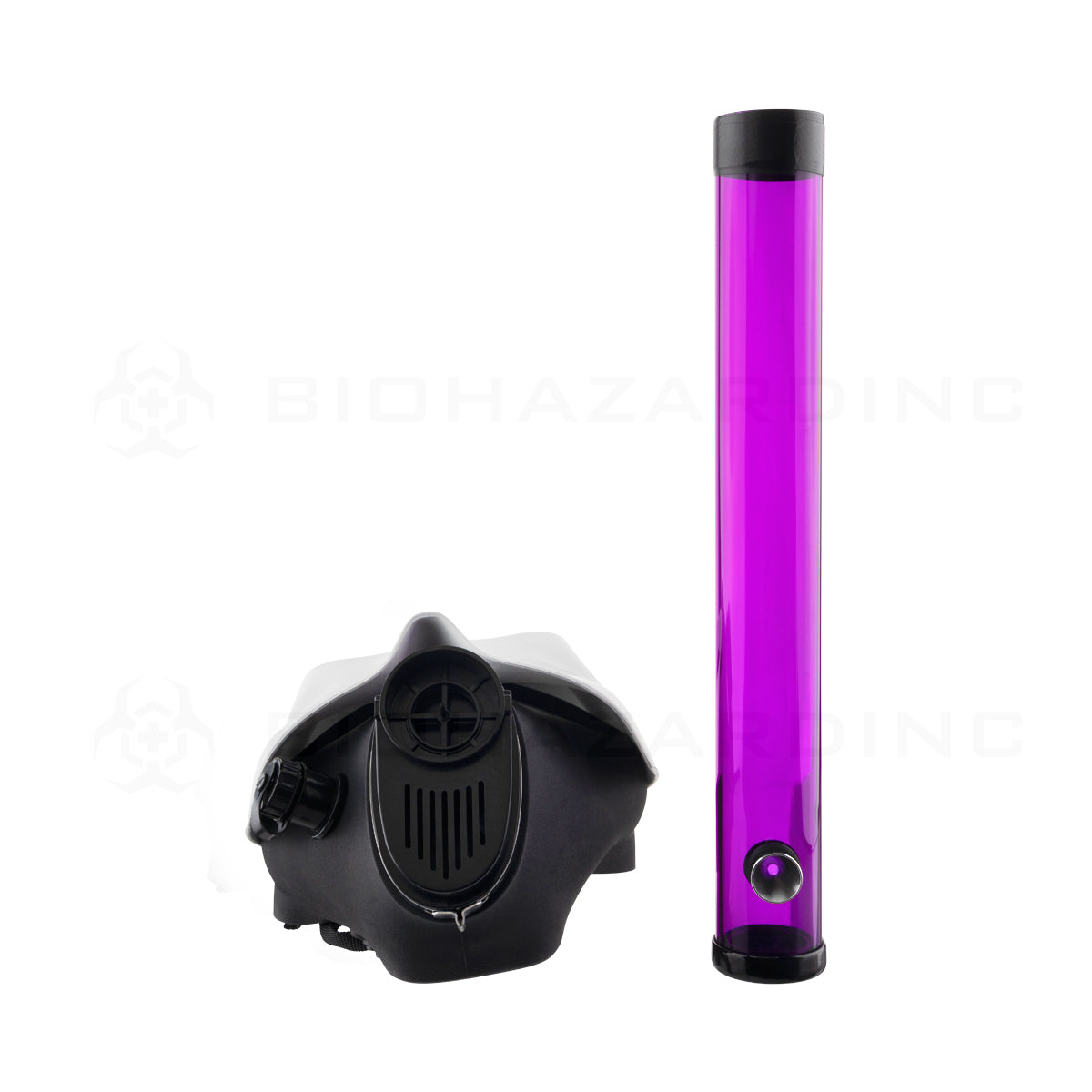 Gas Mask | Bat White Mask Steamroller | 12" - Acrylic - Assorted Colors Acrylic Bong with Gas Mask Biohazard Inc