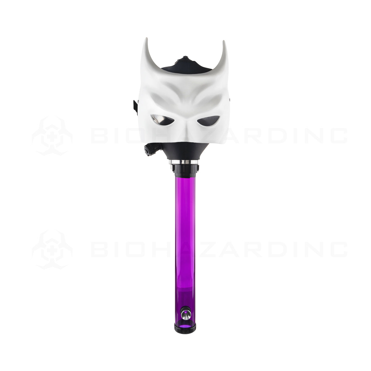 Gas Mask | Bat White Mask Steamroller | 12" - Acrylic - Assorted Colors Acrylic Bong with Gas Mask Biohazard Inc