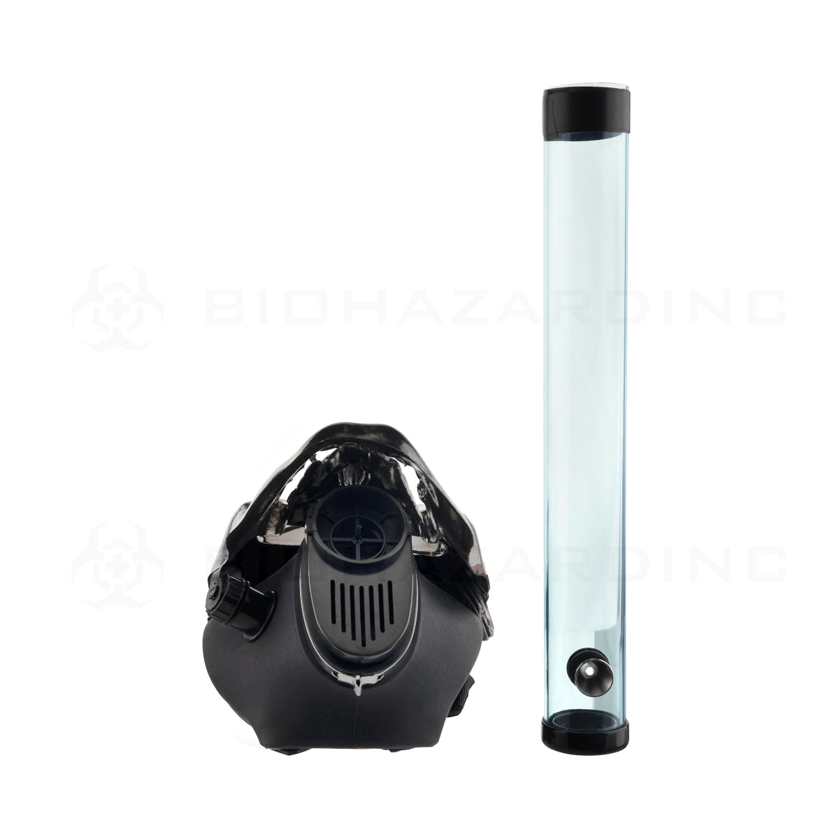 Gas Mask | Silver Bandana Skull Mask Steamroller | 12" - Acrylic - Assorted Colors Acrylic Bong with Gas Mask Biohazard Inc