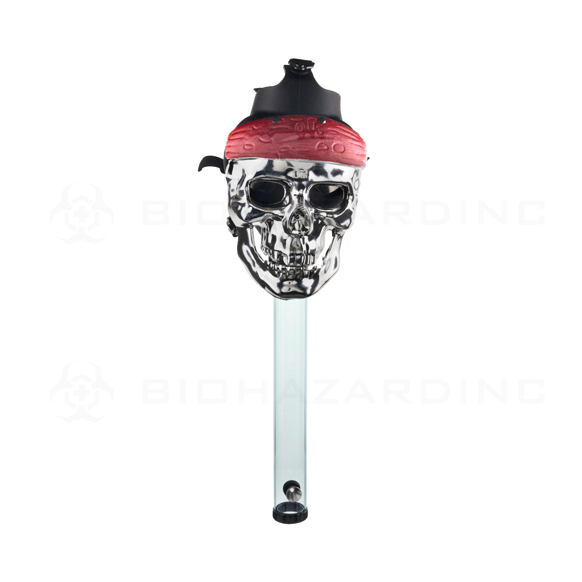 Gas Mask | Silver Bandana Skull Mask Steamroller | 12" - Acrylic - Assorted Colors Acrylic Bong with Gas Mask Biohazard Inc