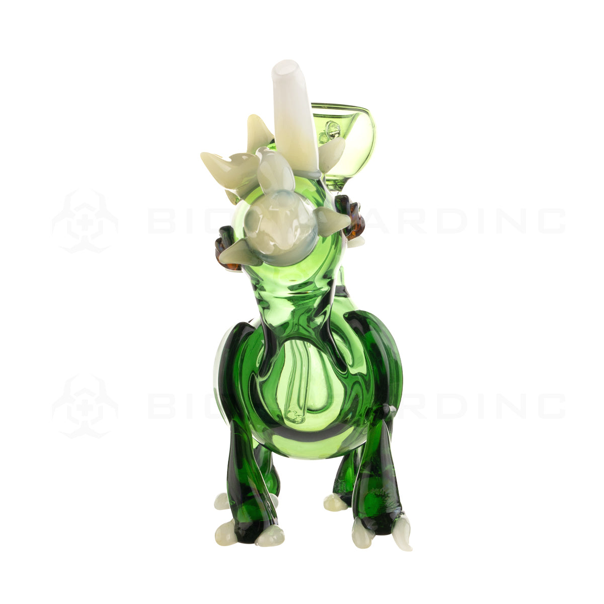 Novelty | Triceratops Dinosaur Water Pipe | 6" - Glass - Green & Yellow Novelty Bong Biohazard Inc   