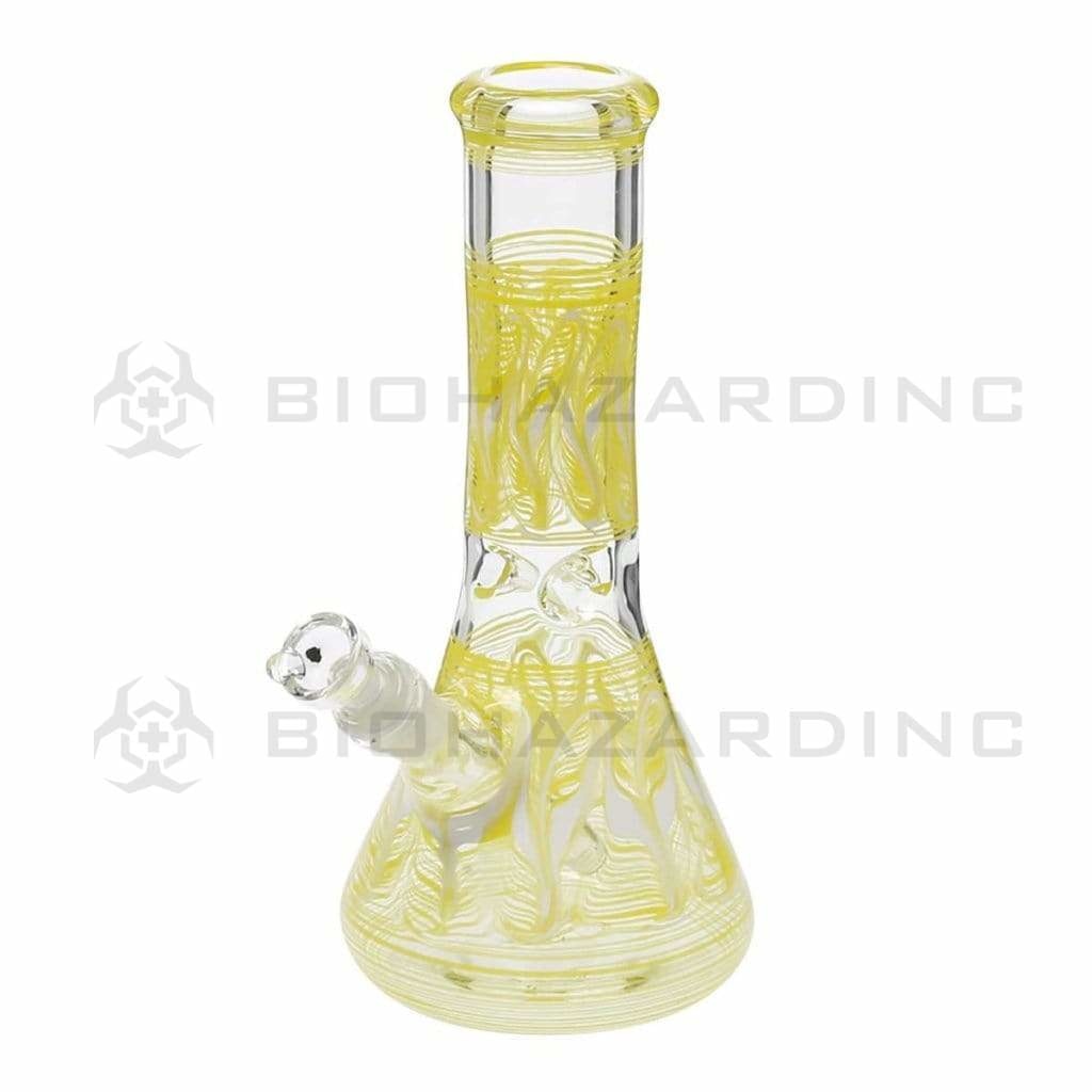 Wrap & Rake | Artistic Beaker Water Pipe | 10" - 19mm - Yellow Glass Bong Biohazard Inc   