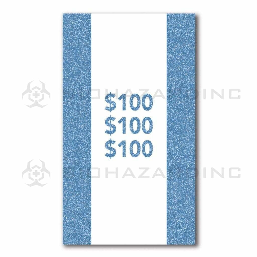 $100 Blue Currency Strap - 100 Bill Capacity | 1,000 Count Currency Strap Biohazard Inc