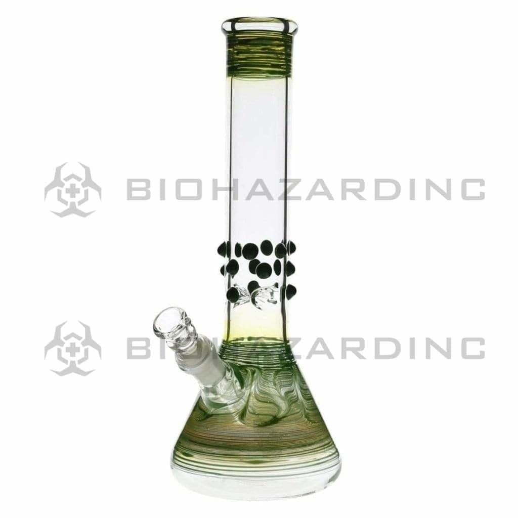 Wrap & Rake | Artistic Beaker Water Pipe | 12" - 19mm - Various Colors Glass Bong Biohazard Inc Green  
