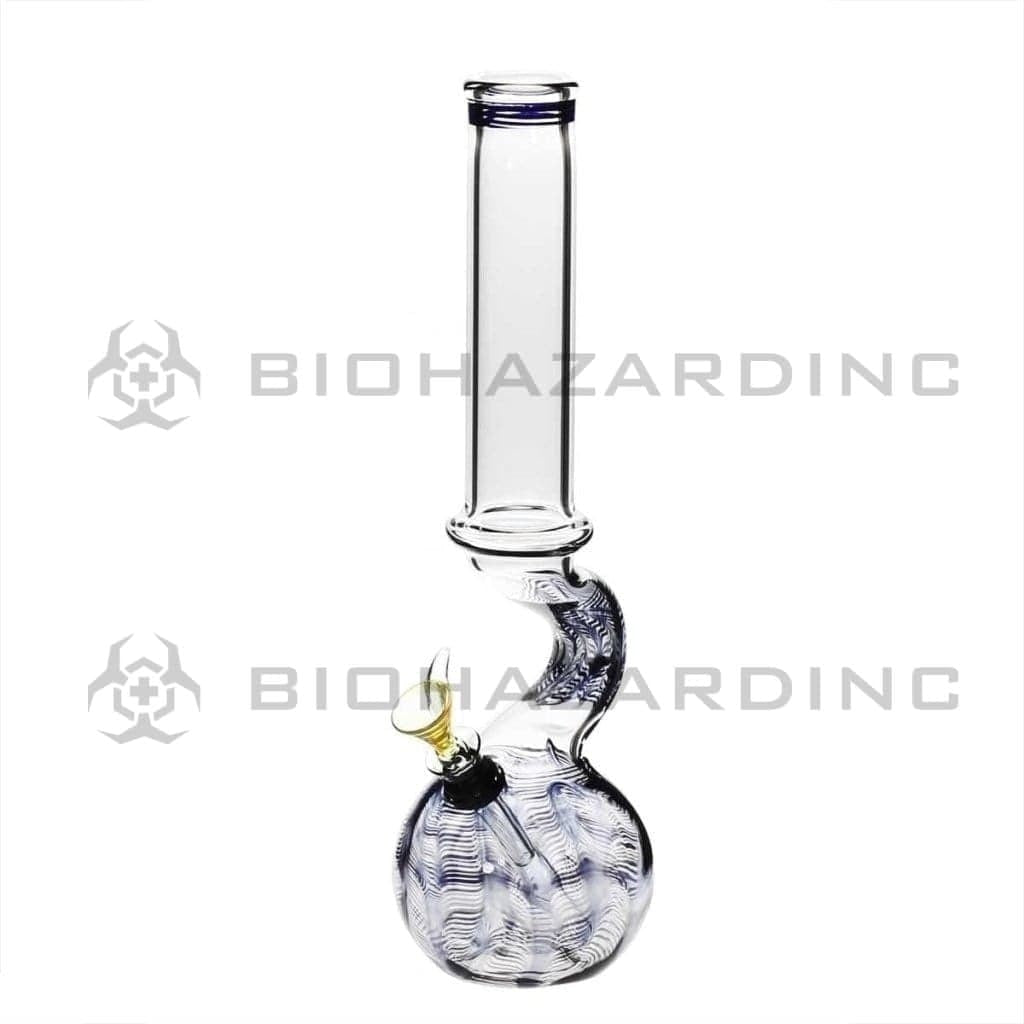 Wrap & Rake | Artistic Curved Glass Water Pipe w/ Slider Bowl | 12" - Slide - Various Colors Glass Bong Biohazard Inc Black  