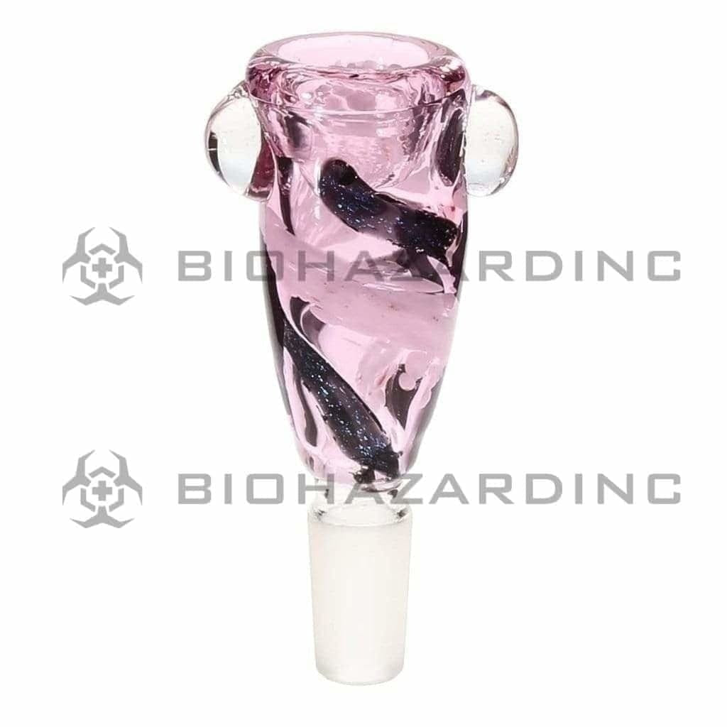 Bowl | Pink w/ Dichro Swirl Bowl | 14mm - Pink Glass Bowl Biohazard Inc   